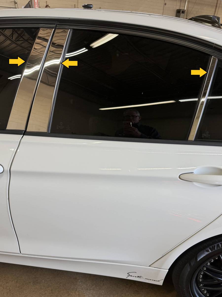 thumbnail image 2 of Brite Chrome 6pc Stainless Steel Pillar Post Covers For Mercedes S Class (2014-2020) – Polished Finish 2 of 4