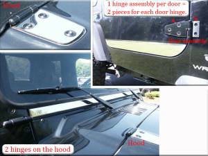 QAA - HP45090 Stainless Steel Hinge Cap Package 6Pc 1997-2006 Jeep Wrangler TJ QAA