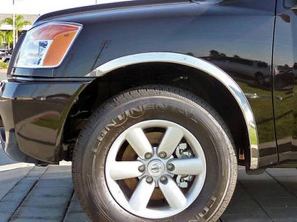 QAA - WZ24520 Molded Stainless Steel Wheel Well Fender Trim 4Pc 2004-2015 Nissan Titan QAA