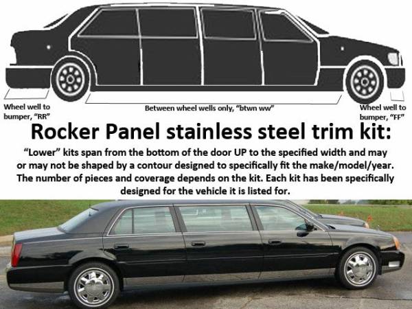 QAA - TH40237 Stainless Steel Rocker Panel Trim 12Pc 2006-2011 Cadillac DTS QAA