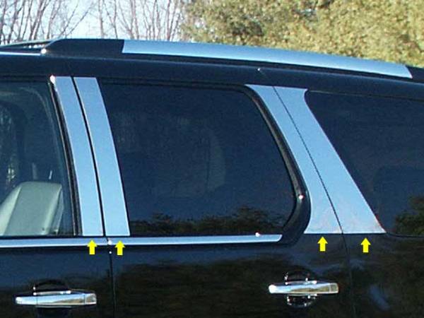 QAA - PP47257 Stainless Steel Pillar Trim 8Pc 2007-2014 Cadillac Escalade QAA