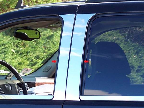 QAA - PP47198 Stainless Steel Pillar Trim 4Pc 2007-2013 Chevrolet Avalanche, 2007-2013 Chevrolet Silverado, 2007-2014 Chevrolet Suburban, 2007-2014 Chevrolet Tahoe, 2007-2013 GMC Sierra, 2007-2014 GMC Yukon QAA