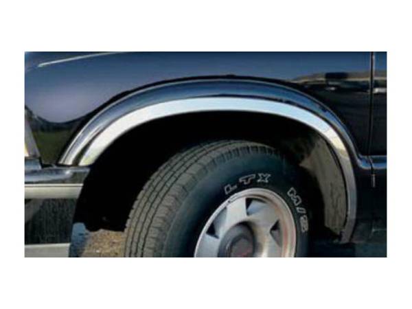 QAA - WZ34190 Molded Stainless Steel Wheel Well Fender Trim 4Pc 1994-2004 Chevrolet S-10 QAA