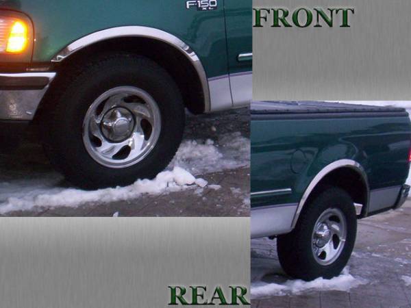 QAA - WZ37383 Molded Stainless Steel Wheel Well Fender Trim 4Pc 1997-2002 Ford Expedition QAA