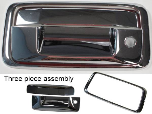 QAA - DH54183 Chrome Plated ABS plastic Tailgate Handle Cover 3Pc 2014-2018 Chevrolet Silverado QAA