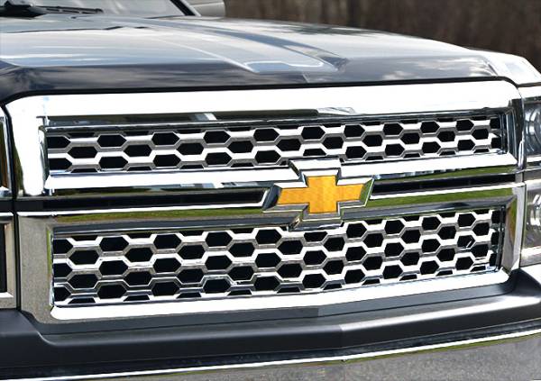 QAA - SGC54184 Chrome Plated ABS plastic Grille Overlay 2Pc 2014-2015 Chevrolet Silverado QAA