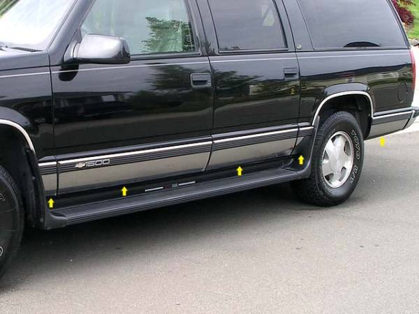 QAA - TH32198 Stainless Steel Rocker Panel Trim 10Pc 1992-1999 Chevrolet Suburban QAA