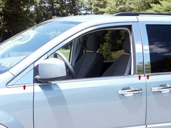 QAA - PP48896 Stainless Steel Pillar Trim 6Pc 2008-2016 Chrysler Town & Country, 2008-2020 Dodge Grand Caravan, 2009-2012 Volkswagen Routan QAA