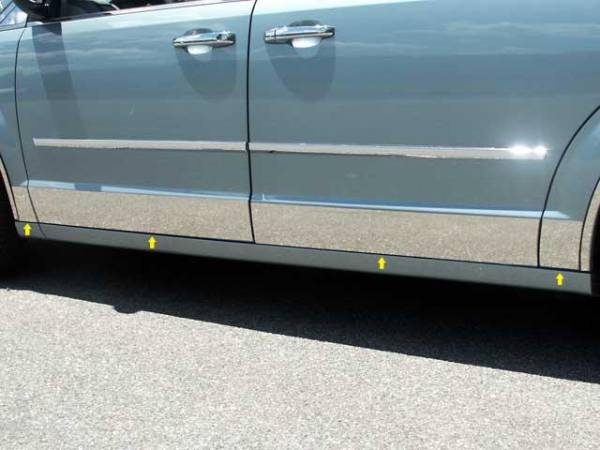 QAA - TH48895 Stainless Steel Rocker Panel Trim 8Pc 2008-2016 Chrysler Town & Country, 2008-2020 Dodge Grand Caravan, 2009-2012 Volkswagen Routan QAA