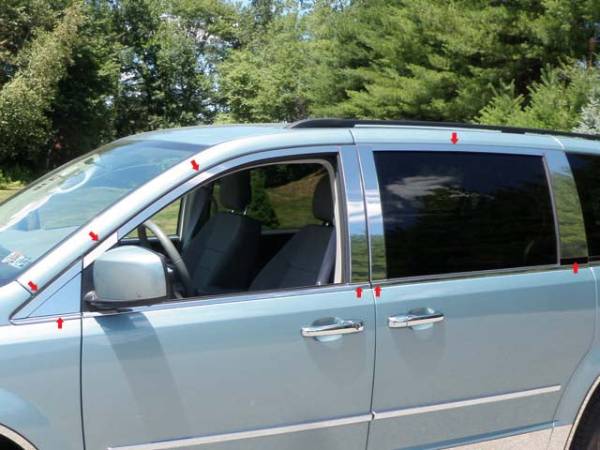 QAA - WP48895 Stainless Steel Window Accent Package 16Pc 2008-2016 Chrysler Town & Country, 2008-2020 Dodge Grand Caravan, 2009-2012 Volkswagen Routan QAA