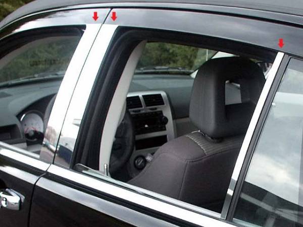 QAA - PP47951 Stainless Steel Pillar Trim 6Pc 2007-2012 Dodge Caliber QAA