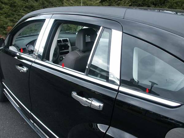 QAA - WS47950 Stainless Steel Window Sill Accent 6Pc 2007-2012 Dodge Caliber QAA