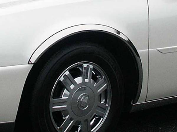 QAA - WZ40245 Molded Stainless Steel Wheel Well Fender Trim 4Pc 2000-2005 Cadillac DeVille QAA