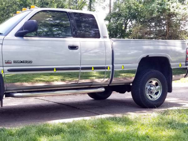 QAA - TH38928 Stainless Steel Rocker Panel Trim 12Pc 1998-2001 Dodge Ram QAA