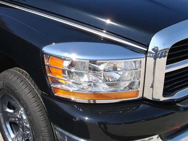 QAA - HLB46935 Chrome Plated ABS plastic Headlight Bezel 2Pc 2006-2008 Dodge Ram QAA