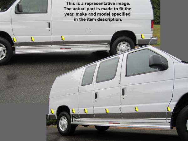 QAA - TH35318 Stainless Steel Rocker Panel Trim 10Pc 1993-2002 Ford Econoline QAA