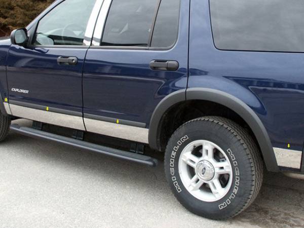 QAA - TH44331 Stainless Steel Rocker Panel Trim 8Pc 2002-2005 Ford Explorer QAA