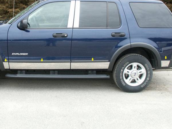 QAA - TH44330 Stainless Steel Rocker Panel Trim 8Pc 2002-2010 Ford Explorer QAA