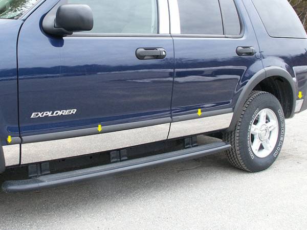 QAA - TH46331 Stainless Steel Rocker Panel Trim 8Pc 2006-2010 Ford Explorer QAA