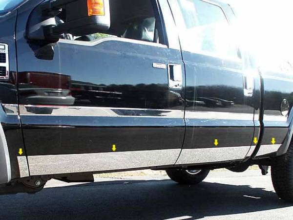 QAA - TH48320 Stainless Steel Rocker Panel Trim 8Pc 2008-2010 Ford F-250 & F-350 Super Duty QAA