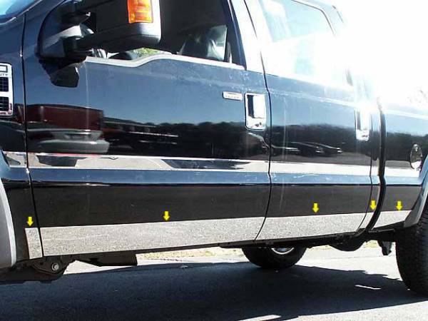 QAA - TH51320 Stainless Steel Rocker Panel Trim 8Pc 2011-2016 Ford F-250 & F-350 Super Duty QAA