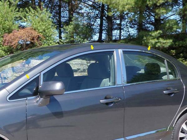 QAA - WP26215 Stainless Steel Window Accent Package 6Pc 2006-2011 Honda Civic QAA