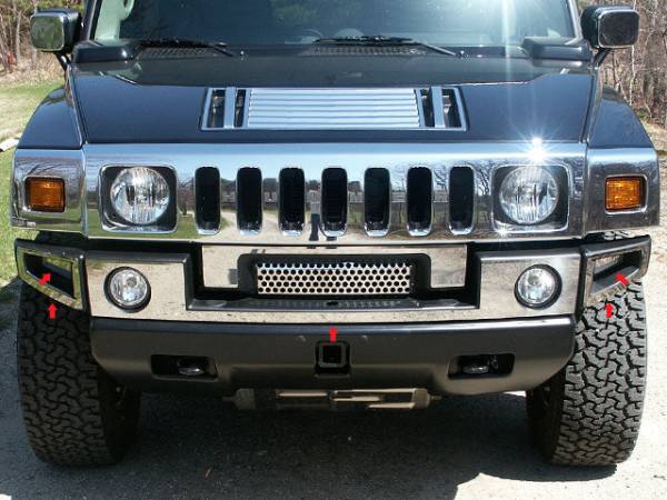 QAA - HV43007 Stainless Steel Front Bumper Accent 5Pc 2003-2009 Hummer H2 QAA