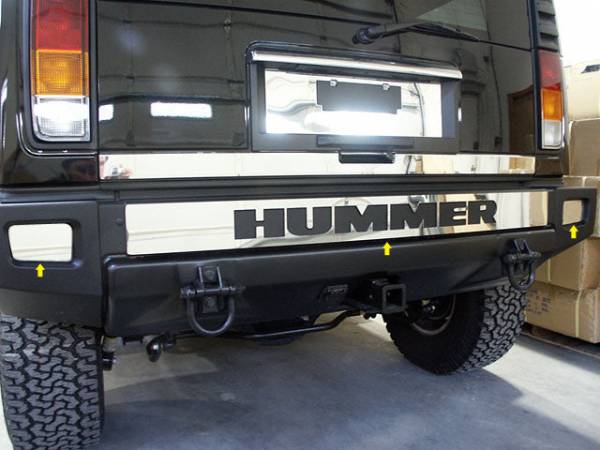 QAA - HV43012 Stainless Steel Rear Bumper Accent 3Pc 2003-2009 Hummer H2 QAA