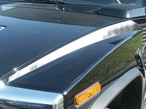 QAA - HV43014 Stainless Steel Hood Accent Trim 2Pc 2003-2009 Hummer H2 QAA