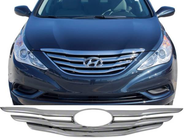 QAA - SGC11360 Chrome Plated ABS plastic Grille Overlay 2Pc 2011-2013 Hyundai Sonata QAA