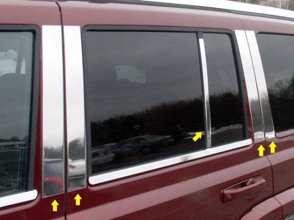 QAA - PP46098 Stainless Steel Pillar Trim 10Pc 2006-2010 Jeep Commander QAA