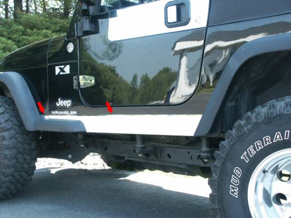 QAA - TH45090 Stainless Steel Rocker Panel Trim 4Pc 1997-2006 Jeep Wrangler TJ QAA