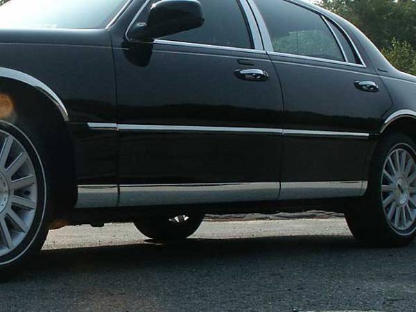 QAA - TH38680 Stainless Steel Rocker Panel Trim 8Pc 1998-2011 Lincoln Town Car QAA