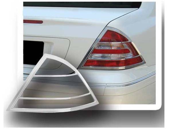 QAA - TL23081 Chrome Plated ABS plastic Tail Light Bezels 2Pc 2001-2007 Mercedes C Class QAA