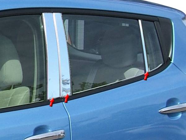 QAA - PP11581 Stainless Steel Pillar Trim 6Pc 2011-2017 Nissan Leaf QAA