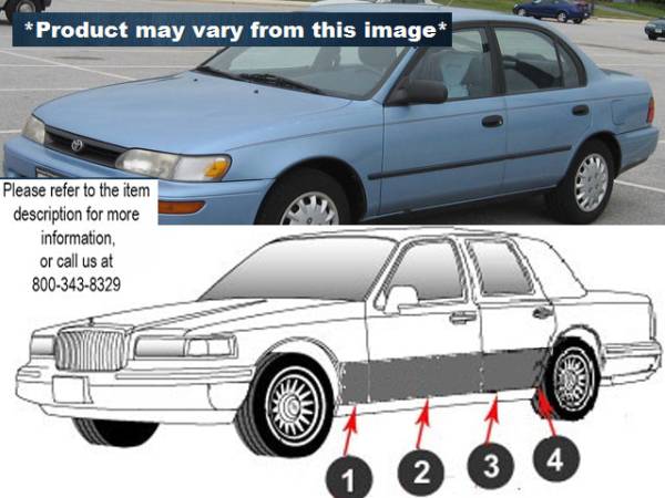 QAA - TH95112 Stainless Steel Rocker Panel Trim 8Pc 1993-1997 Toyota Corolla QAA