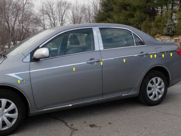 QAA - AT29112 Stainless Steel Side Accent Trim 14Pc 2009-2013 Toyota Corolla QAA