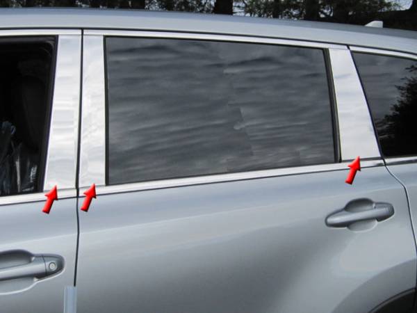 QAA - PP14111 Stainless Steel Pillar Trim 6Pc 2014-2019 Toyota Highlander QAA