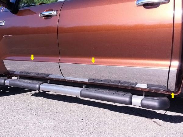 QAA - TH14145 Stainless Steel Rocker Panel Trim 6Pc 2014-2020 Toyota Tundra QAA