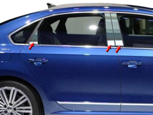 QAA - PP12676 Stainless Steel Pillar Trim 6Pc 2012-2019 Volkswagen Passat QAA