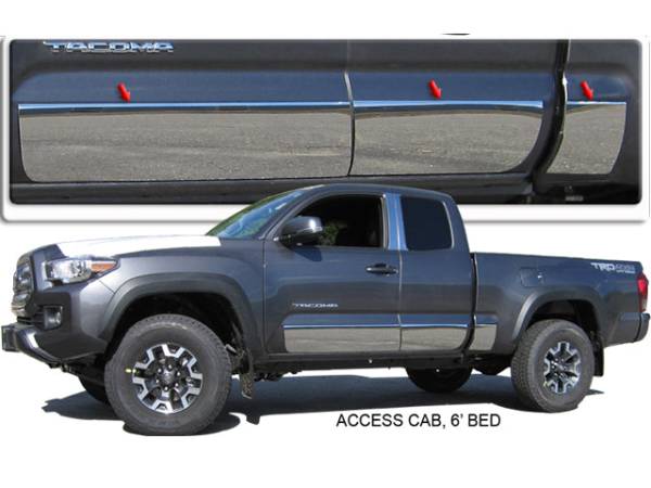 QAA - TH16172 Stainless Steel Rocker Panel Trim 6Pc 2016-2023 Toyota Tacoma QAA