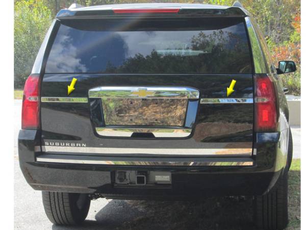 QAA - LB55195 Stainless Steel License Plate Bar Accent 2Pc 2015-2020 Cadillac Escalade, 2015-2020 Chevrolet Suburban, 2015-2020 Chevrolet Tahoe, 2015-2020 GMC Yukon QAA