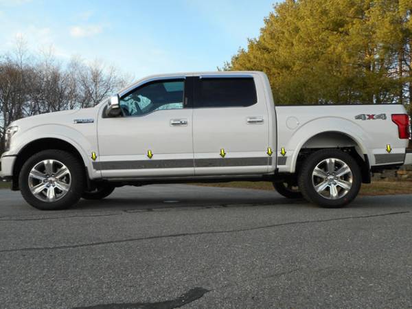 QAA - TH55303 Stainless Steel Rocker Panel Trim 12Pc 2015-2020 Ford F-150 QAA