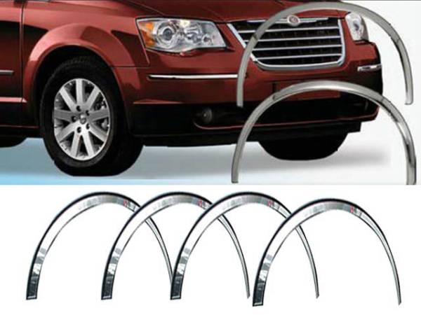 QAA - WZ48895 Molded Stainless Steel Wheel Well Fender Trim 4Pc 2008-2016 Chrysler Town & Country QAA