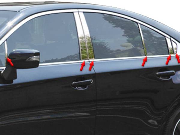 QAA - PP15449 Stainless Steel Pillar Trim 12Pc 2015-2019 Subaru Legacy QAA