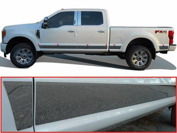 QAA - TH57324 Stainless Steel Rocker Panel Trim 12Pc 2017-2022 Ford F-250 & F-350 Super Duty QAA