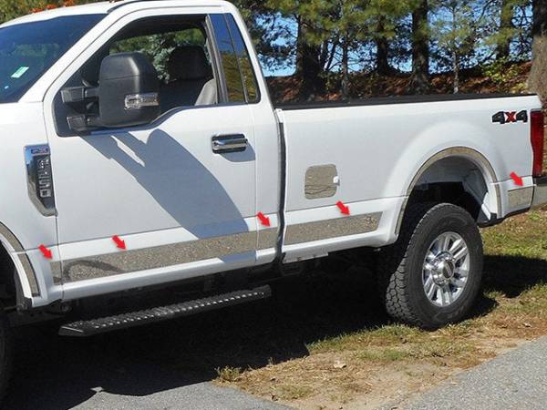 QAA - TH57321 Stainless Steel Rocker Panel Trim 10Pc 2017-2022 Ford F-250 & F-350 Super Duty QAA