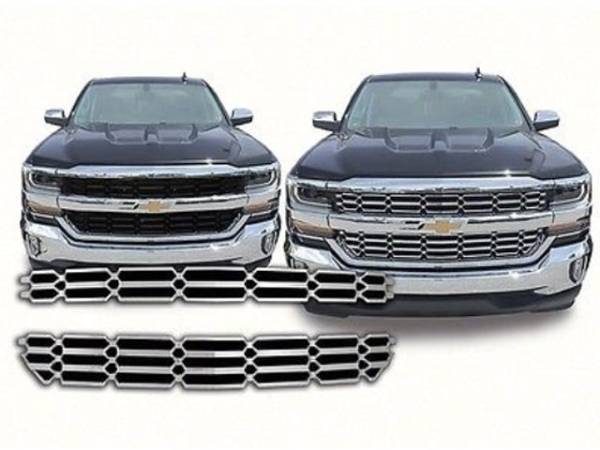 QAA - SGC56184 Chrome Plated ABS plastic Grille Overlay 2Pc 2016-2018 Chevrolet Silverado QAA