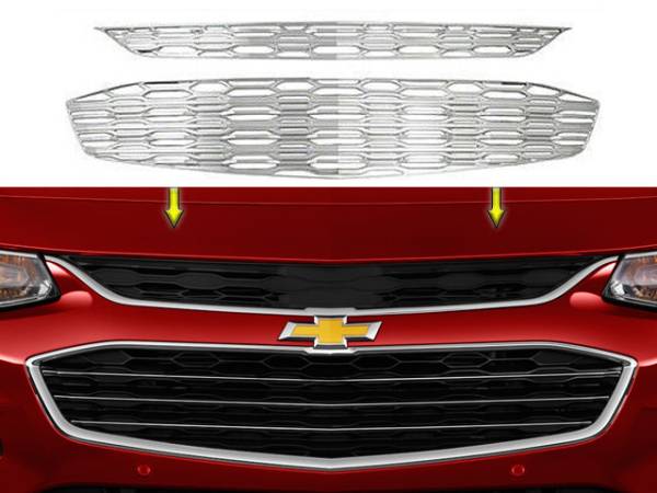 QAA - SGC56105 Chrome Plated ABS plastic Grille Overlay 2Pc 2016-2018 Chevrolet Malibu QAA