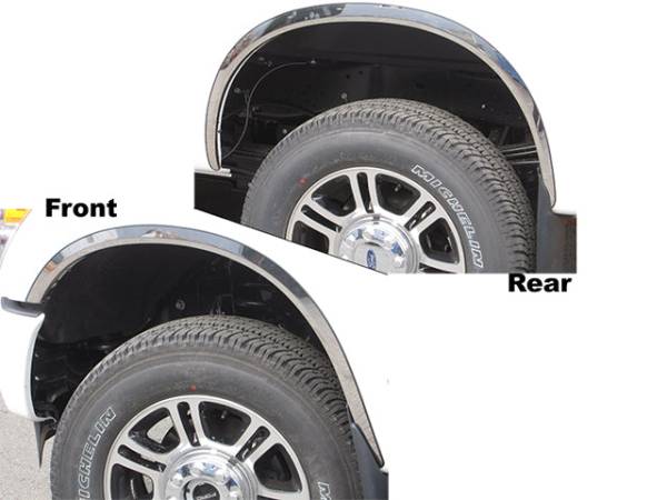 QAA - WZ51320 Molded Stainless Steel Wheel Well Fender Trim 4Pc 2011-2016 Ford F-250 & F-350 Super Duty QAA